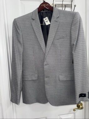 Express Slim Fit Gray Glen Plaid Sport Coat